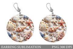 Sea Earring Design. 3D Seashell Earring Sublimation Product Image 1