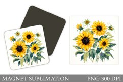 Sunflowers Magnet Design. Flowers Summer Magnet Sublimation Product Image 1