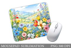 3D Flowers Mouse Pad. Flowers Mouse Pad Sublimation Product Image 1