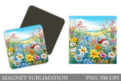 Wildflowers Magnet Sublimation. Flowers Magnet Design Product Image 1