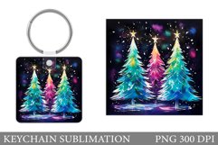Christmas Tree Keychain. Christmas Keychain Sublimation Product Image 1