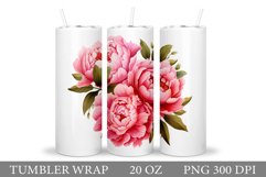 Flowers Tumbler Sublimation. Peony Tumbler Wrap Design Product Image 1