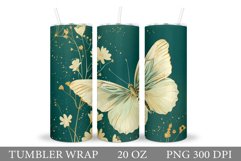 Butterfly Tumbler Sublimation. Flowers Tumbler Design Product Image 1