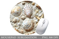 3D Seashell Mouse Pad Sublimation. Sea Mouse Pad Design Product Image 1
