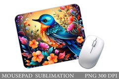 Bird Mouse Pad Design. Flowers Birds Mouse Pad Product Image 1