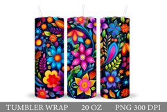 Neon Flowers Tumbler Design. Summer Tumbler Sublimation Product Image 1