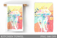 Jellyfish Kitchen Towel. Sea Kitchen Towel Sublimation Product Image 1