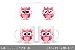 Cute Owl Mug Wrap. Valentines Mug Sublimation Product Image 1