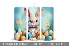 Cute Bunny Tumbler Design. Easter Tumbler Wrap Sublimation Product Image 1