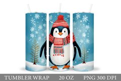 Winter Penguin Tumbler Wrap. Cute Penguin Tumbler Design Product Image 1