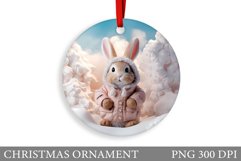 Bunny Christmas Ornament. Winter Bunny Ornament Sublimation Product Image 1