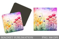 Wildflowers Magnet Sublimation. Flowers Magnet Design Product Image 1