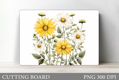 Daisy Flowers Cutting Board. Flowers Cutting Board Design Product Image 1