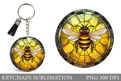 Bee Keychain Design. Stained Glass Bee Keychain Sublimation Product Image 1