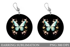 Butterfly Earring Sublimation. Round Earring Butterfly Product Image 1