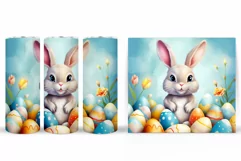 Cute Bunny Tumbler Design. Easter Tumbler Wrap Sublimation Product Image 2