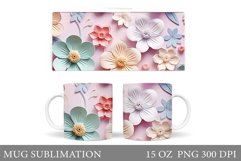 3D Flowers Mug Sublimation. Colorful Flowers Mug Design Product Image 1