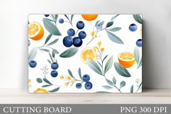 Blueberries Cutting Board. Orange Cutting Board Sublimation Product Image 1