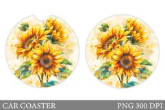 Sunflowers Car Coaster. Sunflowers Coaster Sublimation Product Image 1