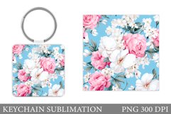 Roses Keychain Design. Flowers Keychain Sublimation Product Image 1