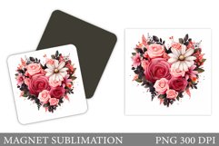 Flowers Square Magnet Design. Flowers Magnet Sublimation Product Image 1
