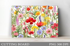Flowers Cutting Board Sublimation. Wildflowers Cutting Board Product Image 1