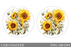 Sunflowers Car Coaster. Sunflowers Car Coaster Design Product Image 1