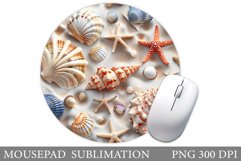 3D Seashell Mouse Pad Sublimation. Sea Mouse Pad Design Product Image 1