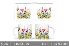 Wildflowers Mug Wrap Design. Flowers Mug Wrap Template Product Image 1