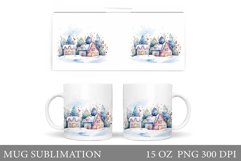 Winter Mug Sublimation. Winter Houses Mug Wrap Template Product Image 1