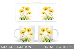 Dandelions Flowers Mug Design. Flowers Mug Wrap Sublimation Product Image 1