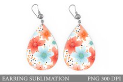Flowers Earring Sublimation. Flowers Teardrop Earring Product Image 1
