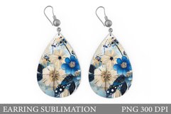 Flowers Earring Design. Flowers Teardrop Earring Template Product Image 1