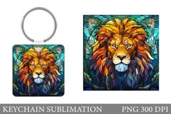 Stained Glass Lion Keychain. Lion Keychain Sublimation Product Image 1