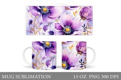 Flowers Mug Sublimation. Flowers Mug Wrap Design Product Image 1