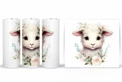 Cute Lamb Tumbler Design. Lamb Spring Tumbler Sublimation Product Image 2