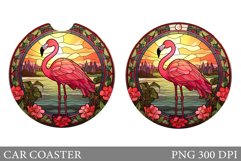Flamingo Car Coaster. Stained Glass Flamingo Car Coaster Product Image 1