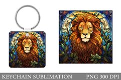 Lion Keychain Design. Stained Glass Lion Keychain Product Image 1
