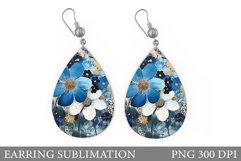 Flowers Earring Sublimation. Flowers Teardrop Earring Product Image 1
