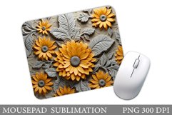 3D Flowers Mouse Pad. Flowers Mouse Pad Sublimation Product Image 1
