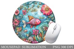 3D Fish Mouse Pad Design. Sea Mouse Pad Sublimation Product Image 1