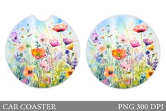 Wildflowers Car Coaster Sublimation. Flowers Car Coaster Product Image 1