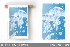 Jellyfish Kitchen Towel. Flowers Kitchen Towel Design Product Image 1