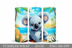 Cute Koala Tumbler Sublimation. Koala Summer Tumbler Design Product Image 1