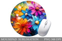Flowers Mouse Pad Design. Flowers Round Mouse Pad Product Image 1