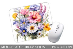 Flowers Mouse Pad Sublimation. Wildflowers Mouse Pad Design Product Image 1