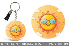 Cute Sun Keychain Design. Cute Sun Sublimation Product Image 1
