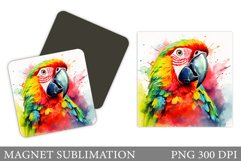 Parrot Magnet Sublimation. Watercolor Parrot Magnet Design Product Image 1