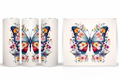 Butterfly Tumbler Sublimation. Flowers Tumbler Wrap Design Product Image 2