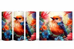 Bird Tumbler Sublimation. Bird Flowers Tumbler Design Product Image 2